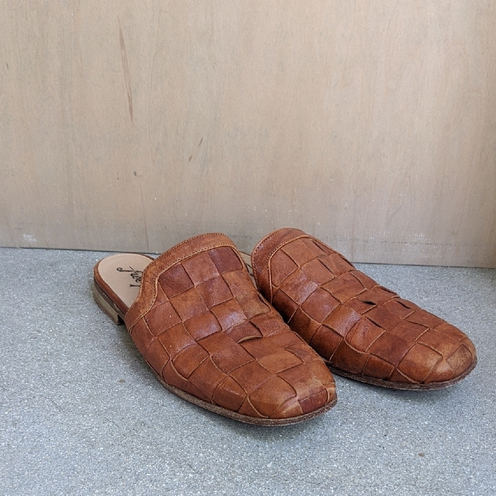 ❤️ Free People Italian Leather Maya Woven Mules Brown sz. 37 - Picture 3 of 12